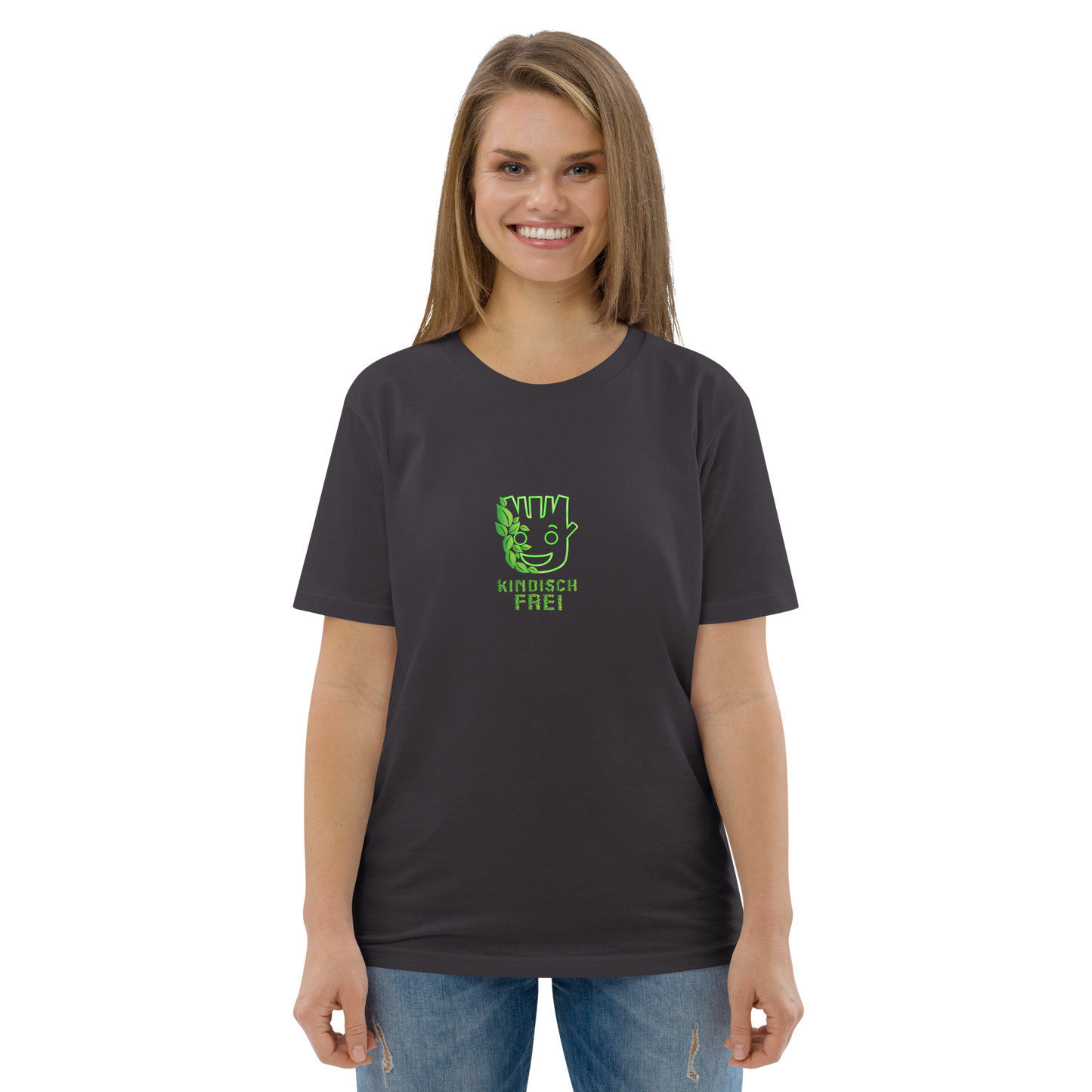 Bio Baumwoll T-Shirt Frauen / kindisch frei Logo