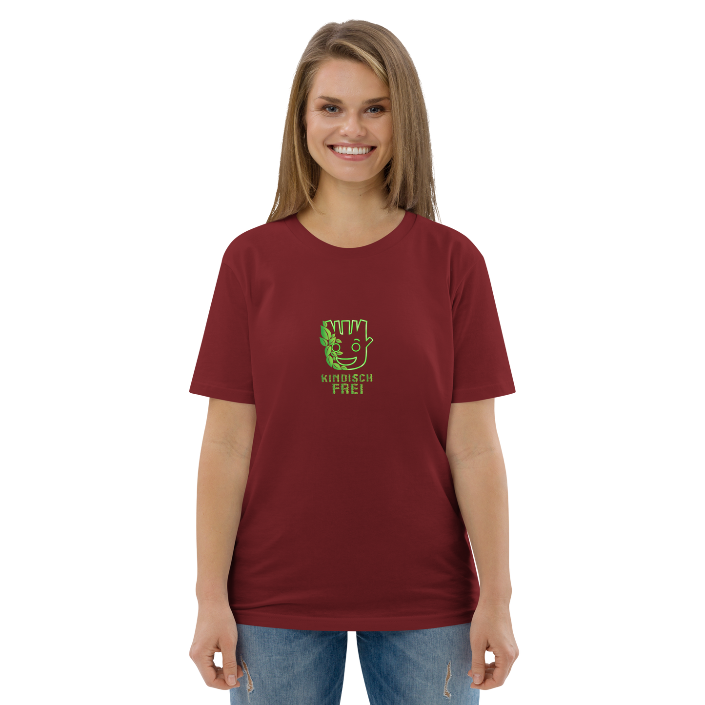 Bio Baumwoll T-Shirt Frauen / kindisch frei Logo