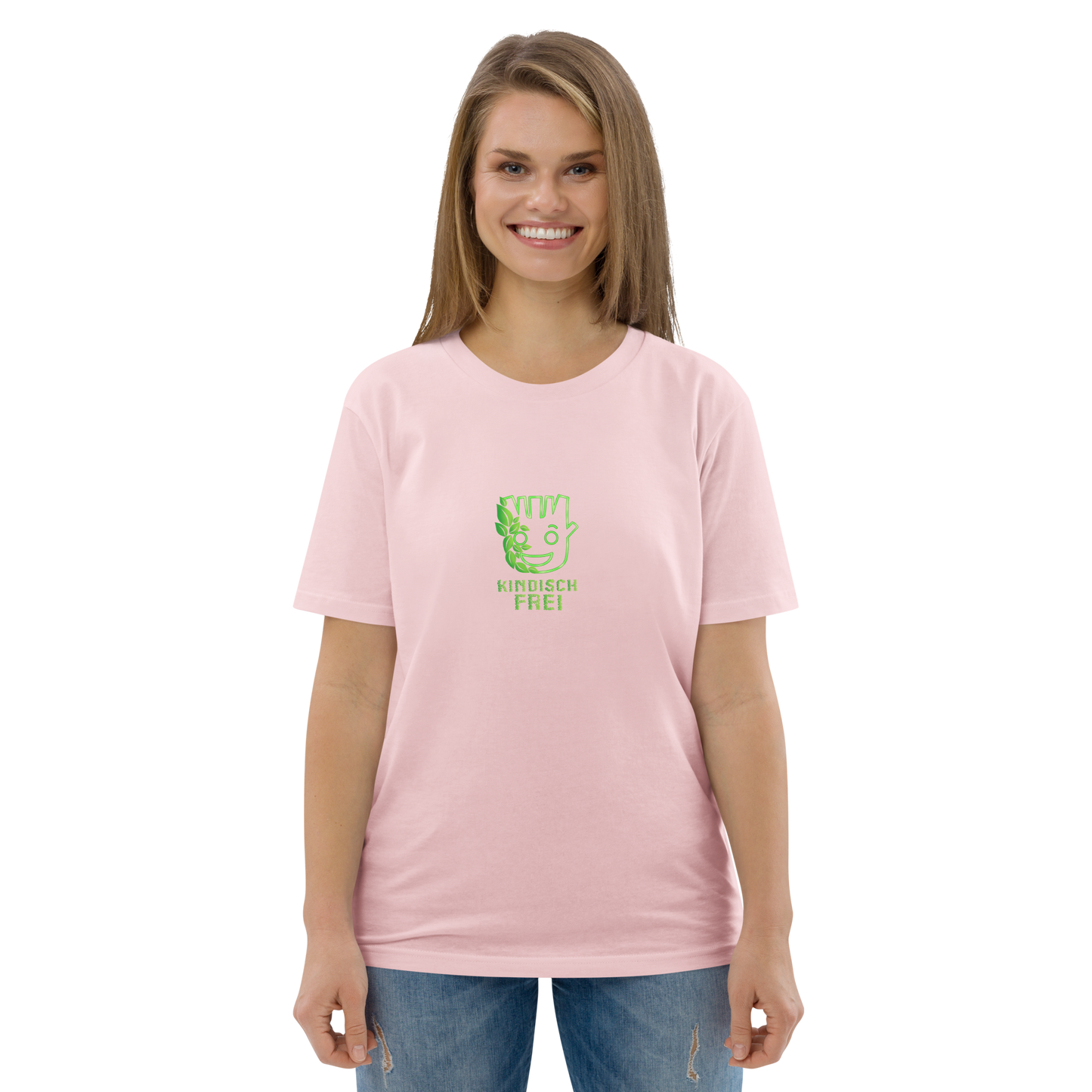 Bio Baumwoll T-Shirt Frauen / kindisch frei Logo