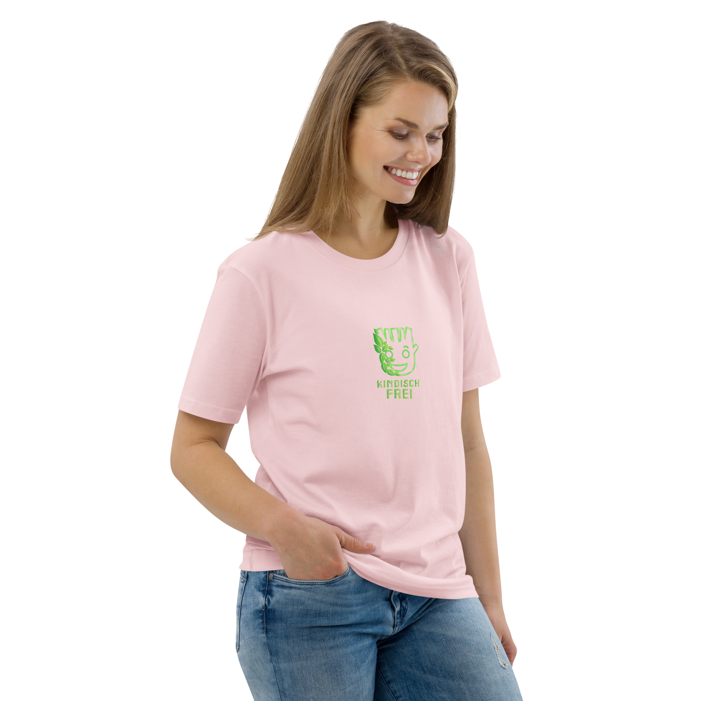Bio Baumwoll T-Shirt Frauen / kindisch frei Logo