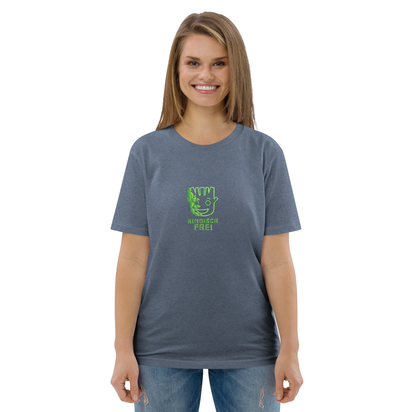 Bio Baumwoll T-Shirt Frauen / kindisch frei Logo