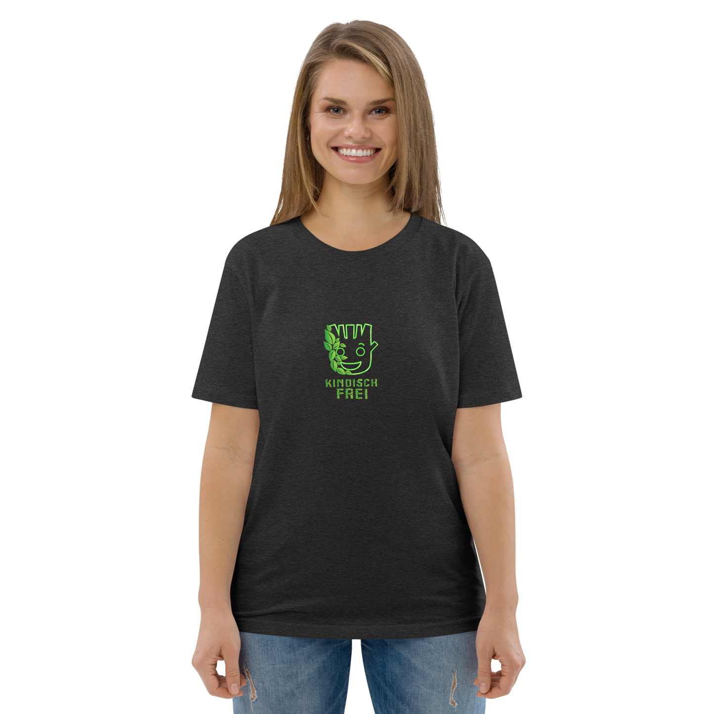 Bio Baumwoll T-Shirt Frauen / kindisch frei Logo
