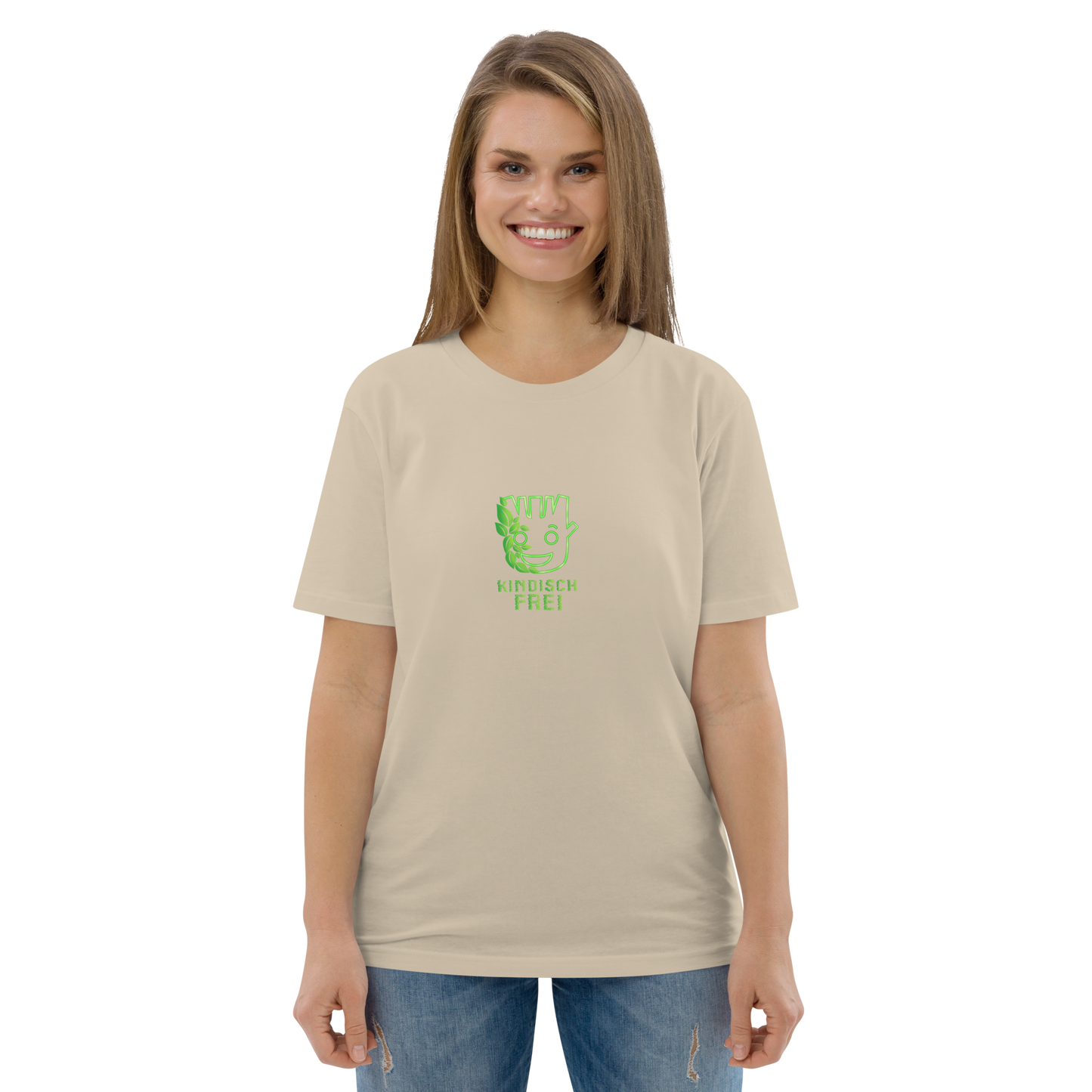 Bio Baumwoll T-Shirt Frauen / kindisch frei Logo