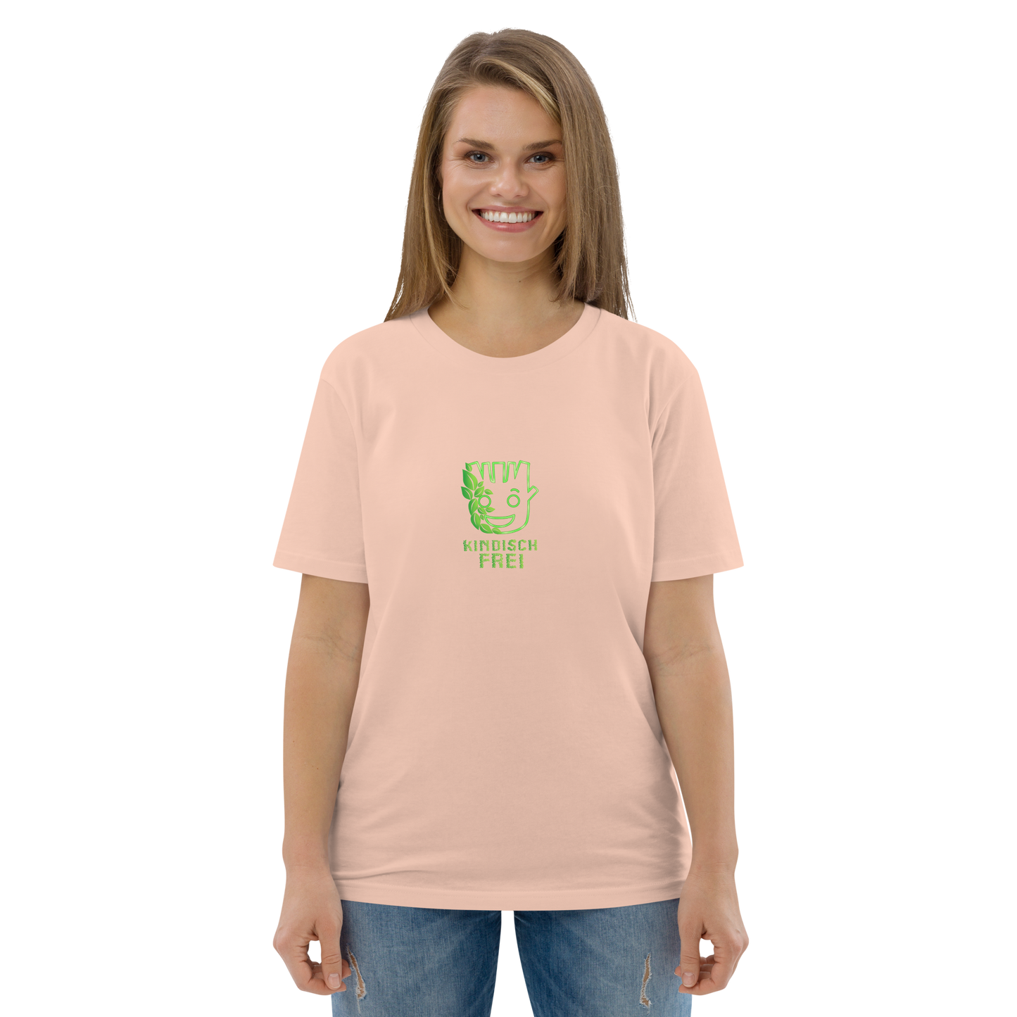 Bio Baumwoll T-Shirt Frauen / kindisch frei Logo