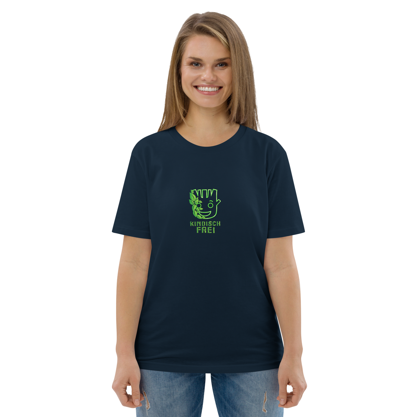 Bio Baumwoll T-Shirt Frauen / kindisch frei Logo