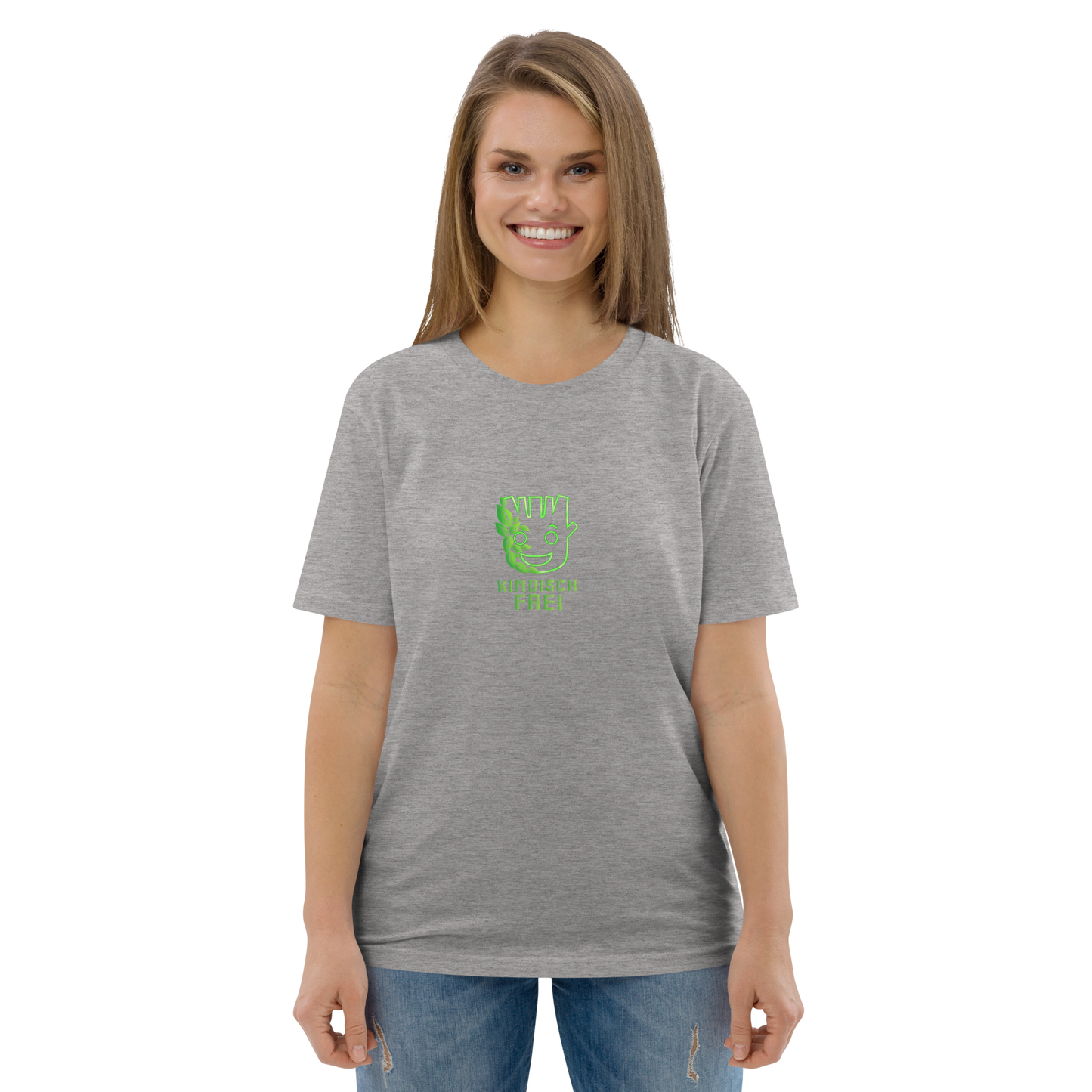 Bio Baumwoll T-Shirt Frauen / kindisch frei Logo