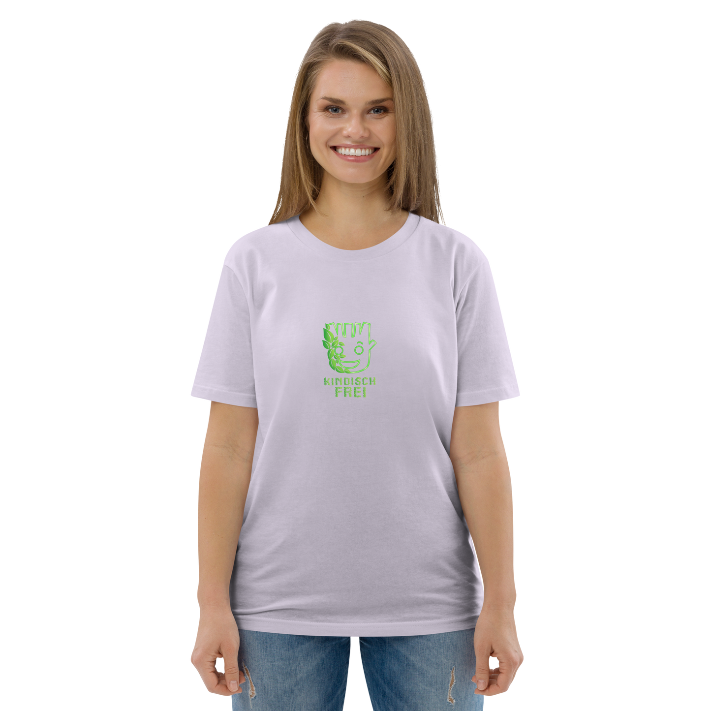 Bio Baumwoll T-Shirt Frauen / kindisch frei Logo
