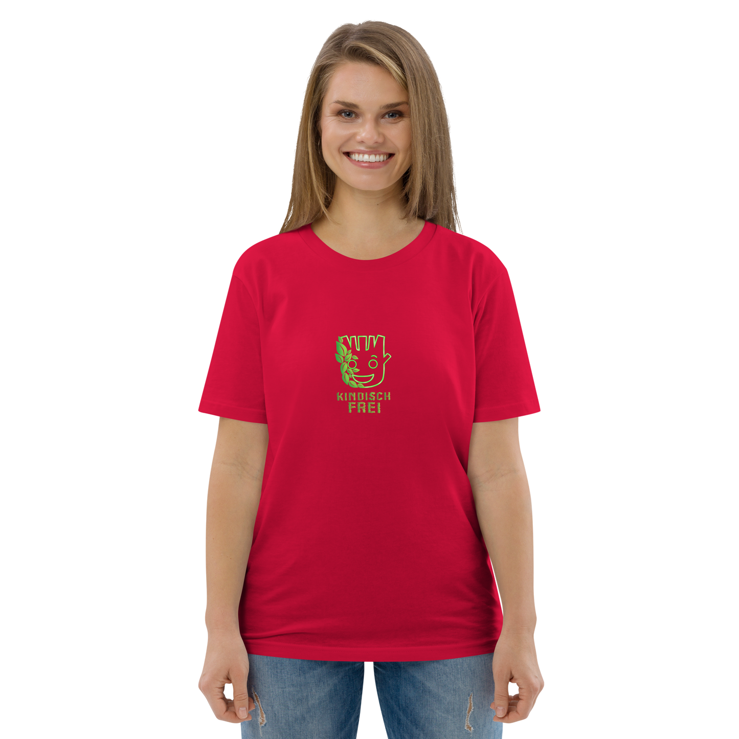 Bio Baumwoll T-Shirt Frauen / kindisch frei Logo